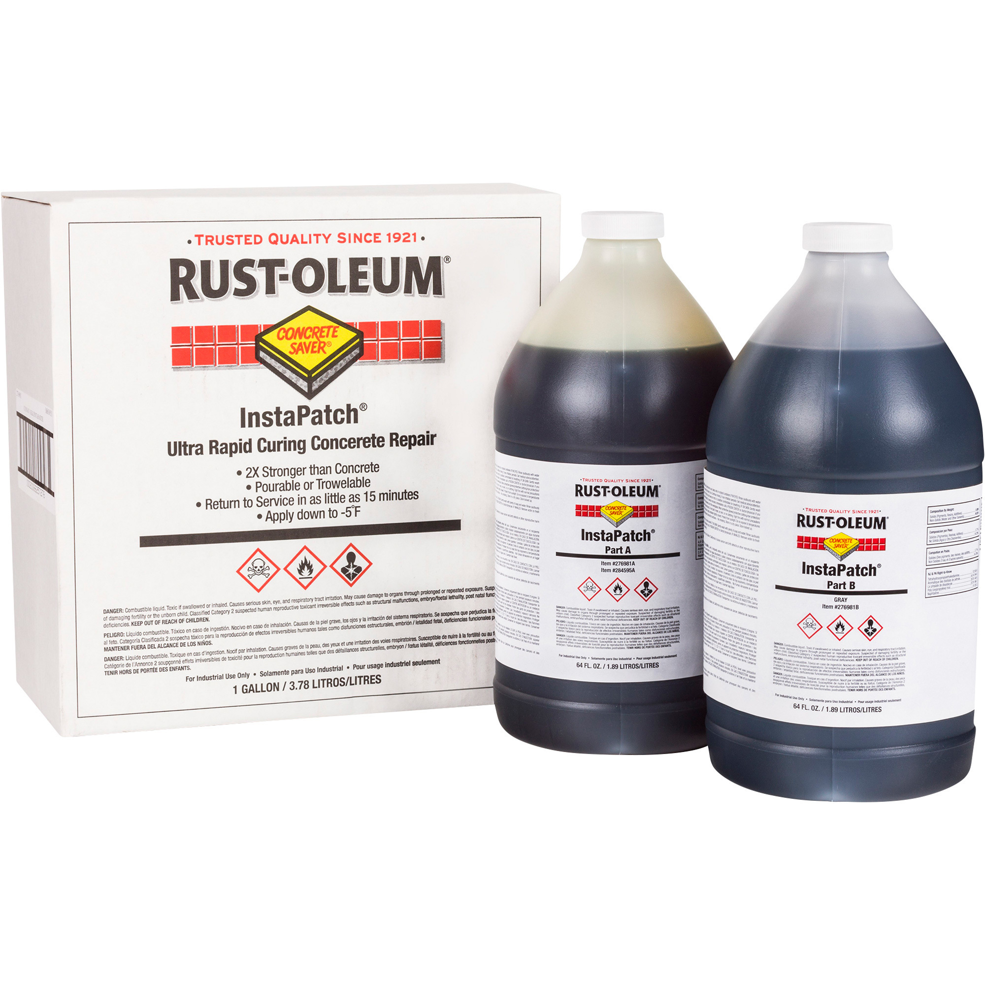Rust-Oleum InstaPatch Ultra Rapid Curing Concrete Repair, 1-Gallon Kit, Gray
